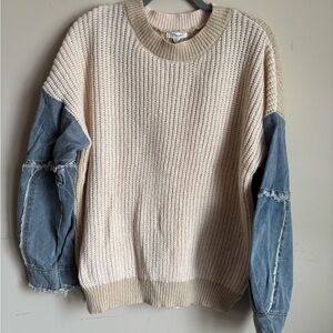 Blu Pepper Cream and Blue Knit Sweater